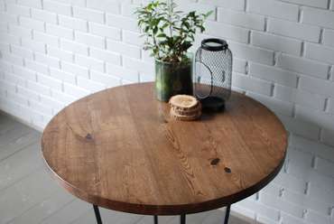 Обеденный стол Slab Round Espresso черно-коричневого цвета