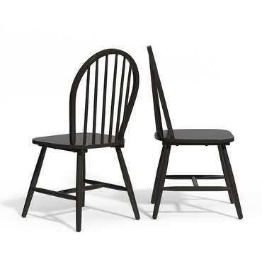 Комплект из двух стульев с решетчатой спинкой Windsor черного цвета