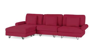 Угловый диван с оттоманкой Багамы красного цвета