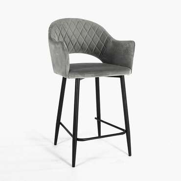Барный стул Белладжио Нью серого цвета с черными ножками