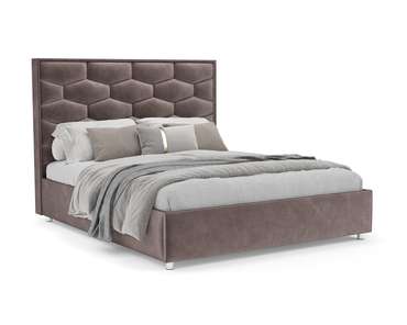 Кровать Рица 140х190 серо-коричневого цвета с подъемным механизмом (вельвет)