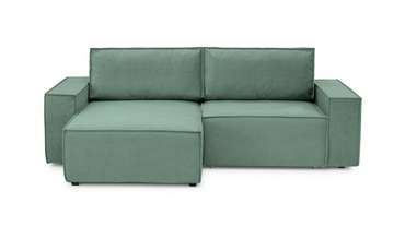 Угловой диван-кровать с оттоманкой Софт 2 зеленого цвета