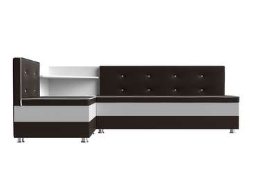 Угловой диван Милан бело-коричневого цвета (экокожа) левый угол