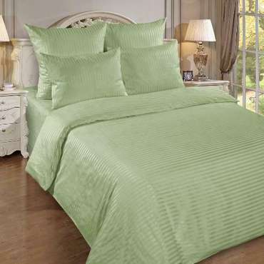 Простыня, страйп-сатин 155х224, 100% хлопок, пл. 125 гр./кв. м., 'Фисташка'