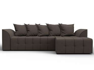 Угловой диван-кровать Лига-113 коричневого цвета правый