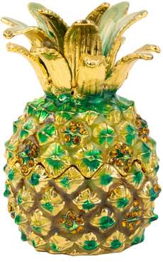 Шкатулка для драгоценностей со стразами Ананас зелено-золотого цвета