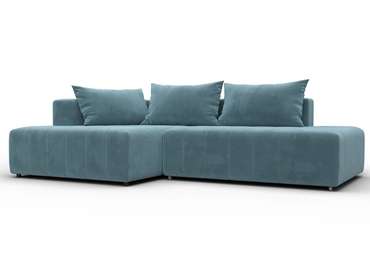 Угловой диван-кровать Лига-103 бирюзового цвета левый