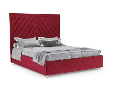 Кровать Мишель 140х190 красного цвета с подъемным механизмом (вельвет) 