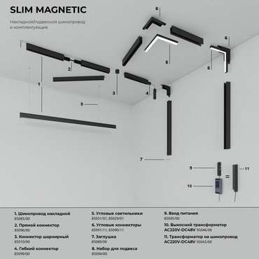 Набор для подвеса Slim Magnetic белый (2 м) 85094/00