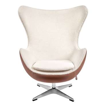 Кресло Egg Style Chair бело-коричневого цвета