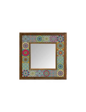 Настенное зеркало 33x33 с мозаикой из натурального камня