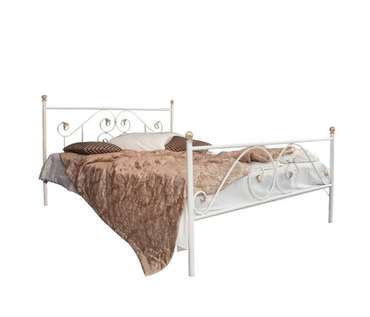 Кованая кровать Камелия 160х200 белого цвета