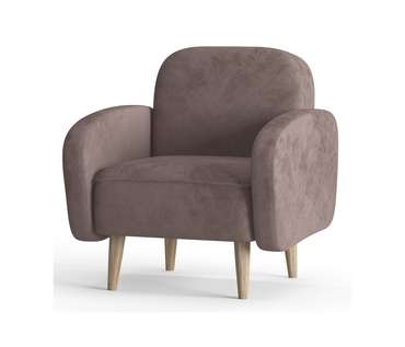 Кресло из велюра Бризби светло-коричневого цвета