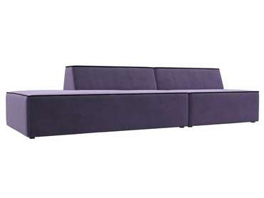 Прямой модульный диван Монс Модерн темно-фиолетового цвета с черным кантом левый