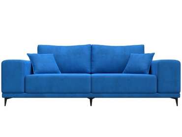 Прямой диван Льюес темно-голубого цвета 