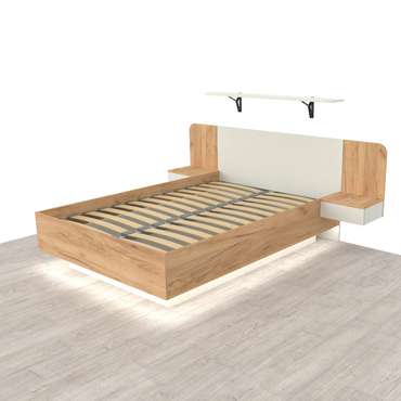 Кровать Астра 160х200 серо-бежевого цвета с подъемным механизмом и двумя ящиками 