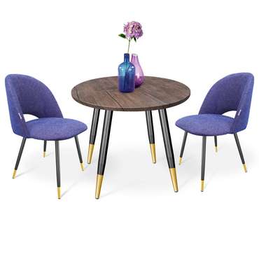 Обеденная группа из стола и двух стульев фиолетового цвета