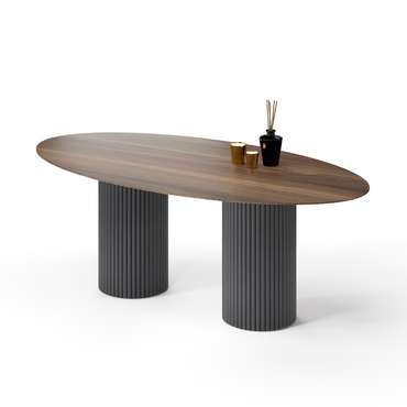 Овальный обеденный стол Хедус L черно-коричневого цвета