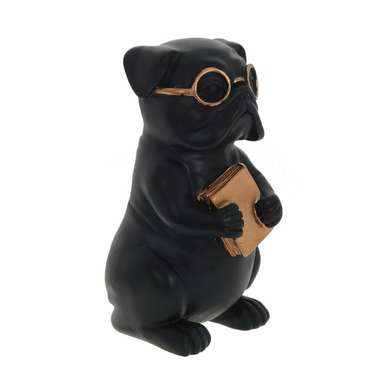 Фигурка декоративная Собака с книгой черного цвета