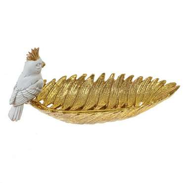 Декоративное блюдо Птица бело-золотого цвета
