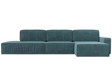 Угловой диван-кровать Прага модерн лонг бирюзового цвета правый угол