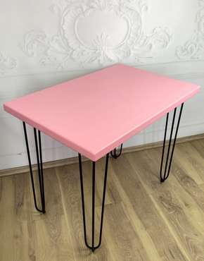Стол обеденный Loft 120х80 с деревянной столешницей розового цвета