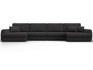 Угловой диван-кровать Лига 057 Лонг темно-коричневого цвета (замша)