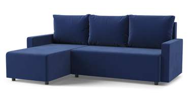 Угловой диван-кровать Винс темно-синего цвета