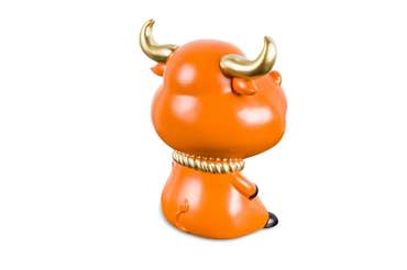 Статуэтка бык с нишей оранжевого цвета