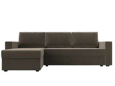Угловой диван-кровать Траумберг Лайт коричневого цвета левый угол