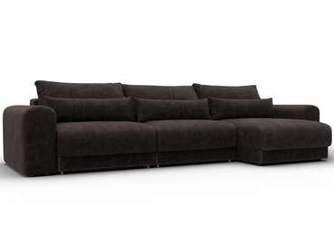 Угловой диван-кровать Лига-056 Лонг темно-коричневого цвета