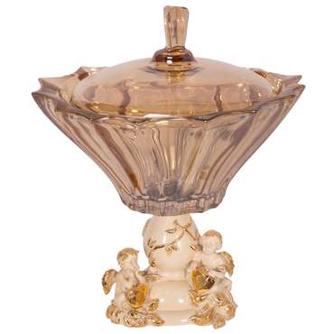 Фруктовница Мерси кремово-золотого цвета со стеклянной чашей Голд 