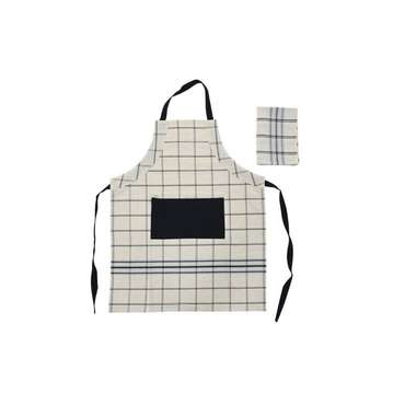 Рукавицы, прихватки, фартуки Фартук с карманом DKD Home Decor 70 x 1 x 85 см Чёрный Бежевый Синий Хлопок