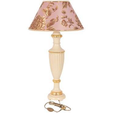 Настольная лампа Ваза Ребристая персиково-бежевого цвета