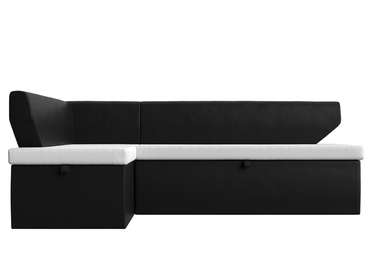 Угловой диван-кровать Омура черно-белого цвета (экокожа) цвета левый угол