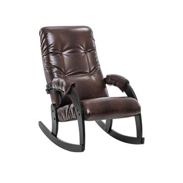 Кресло-качалка Модель 67 в обивке из экокожи темно-коричневого цвета