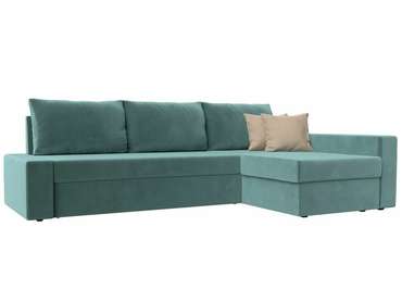 Угловой диван-кровать Версаль бирюзового цвета правый угол