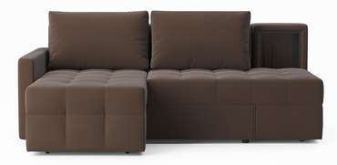 Угловой диван-кровать Кельн коричневого цвета левый