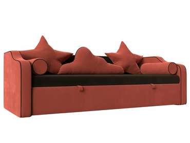 Прямой диван-кровать Рико кораллового цвета
