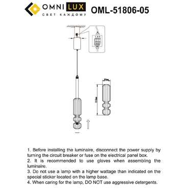 Подвесной светильник Vepri OML-51806-05 (стекло, цвет прозрачный)