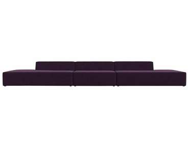 Прямой модульный диван Монс Лонг темно-фиолетового цвета с черным кантом
