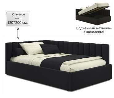 Кровать Milena 120х200 черного цвета с подъемным механизмом