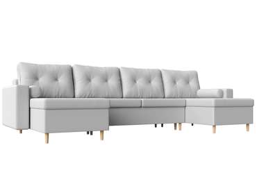 Угловой диван-кровать Белфаст белого цвета (тик-так/экокожа)