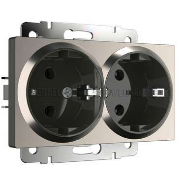 Розетка двойная с заземлением глянцевый никель W1172002