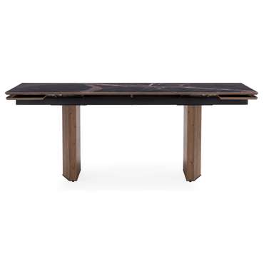Раскладной обеденный стол Монерон черно-коричневого цвета
