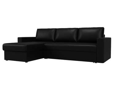 Угловой диван-кровать Траумберг L черного цвета левый угол (экокожа)