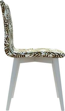 Кухонный стул Архитектор в ткани Garden с ножками белого цвета