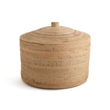 Корзина из ротанга и плетеного бамбука Mirella бежевого цвета