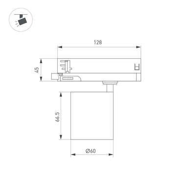 Трековый трехфазный светильник Arlight LGD-DYKE-4TR-R60-8W Warm3000 (WH, 38 deg, 230V) 052272