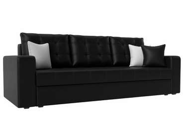 Прямой диван-кровать Ливерпуль черного цвета (экокожа)
